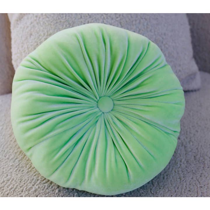 Velvet round Green Cushion, Decorative Throw Pillow - Sharp for wholesale by Phionah by Phionah Llc