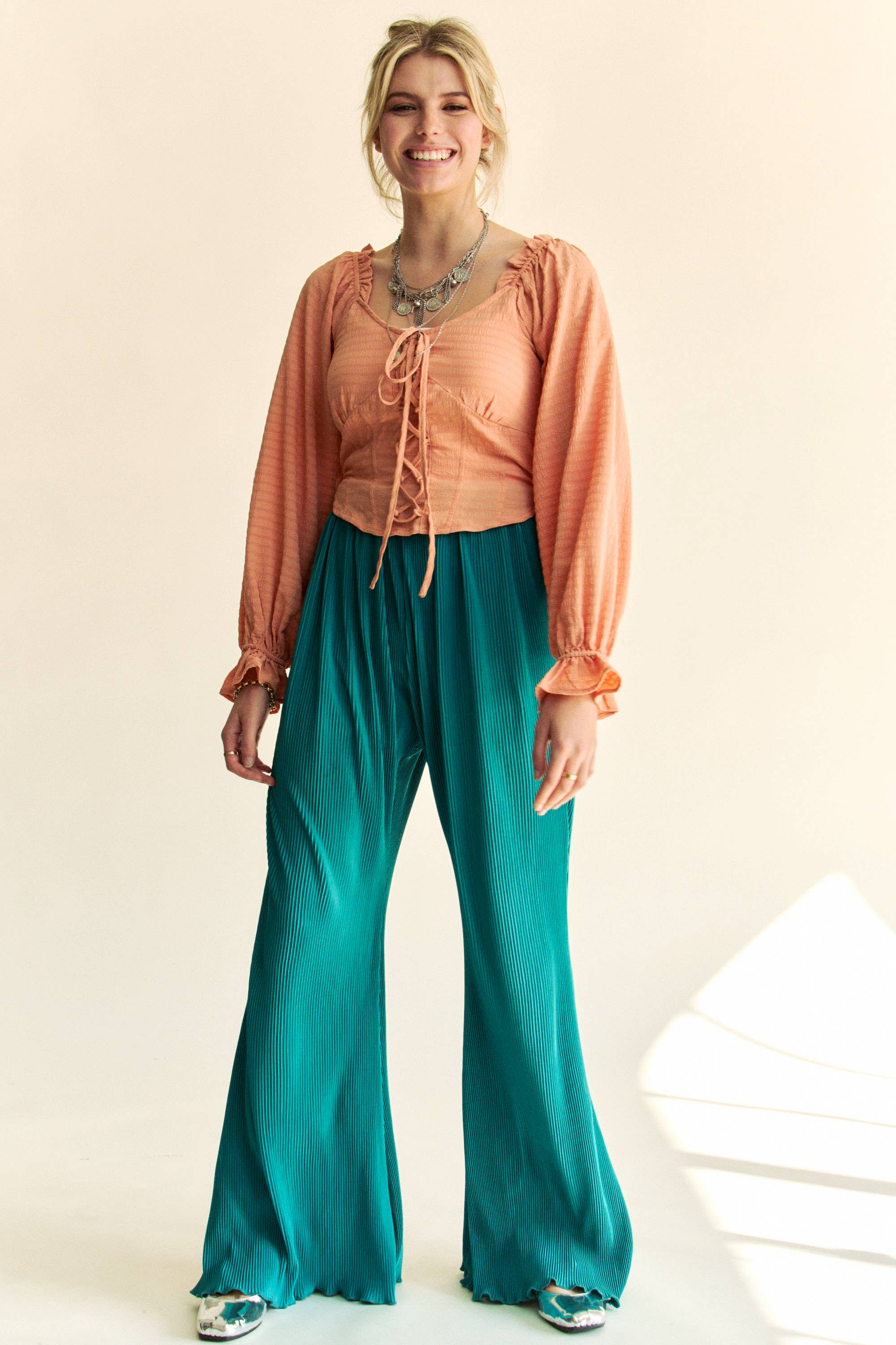 Davi & Dani - Wholesale Broek - Dames - BELBROEK MET GERIMPELDE PLOOIEN EN ELASTISCHE TAILLEBAND16