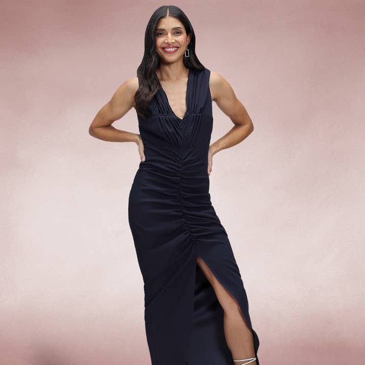 Deep V-Neck Ruched Dress for wholesale by HotSquash