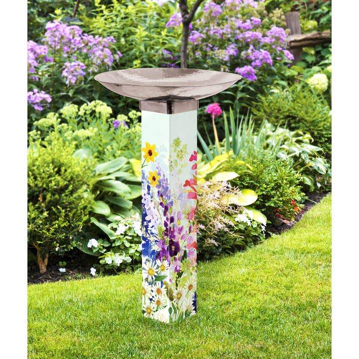 Studio M - Wholesale Bird Bath - Spring Hummingbird Garden Bird Bath (Stainless Steel Top)