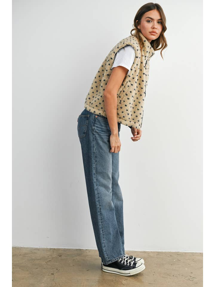 BUTTERMELON - Wholesale Jacket - Women's - Floral Fleece Sleeveless Vest - BMJ784920