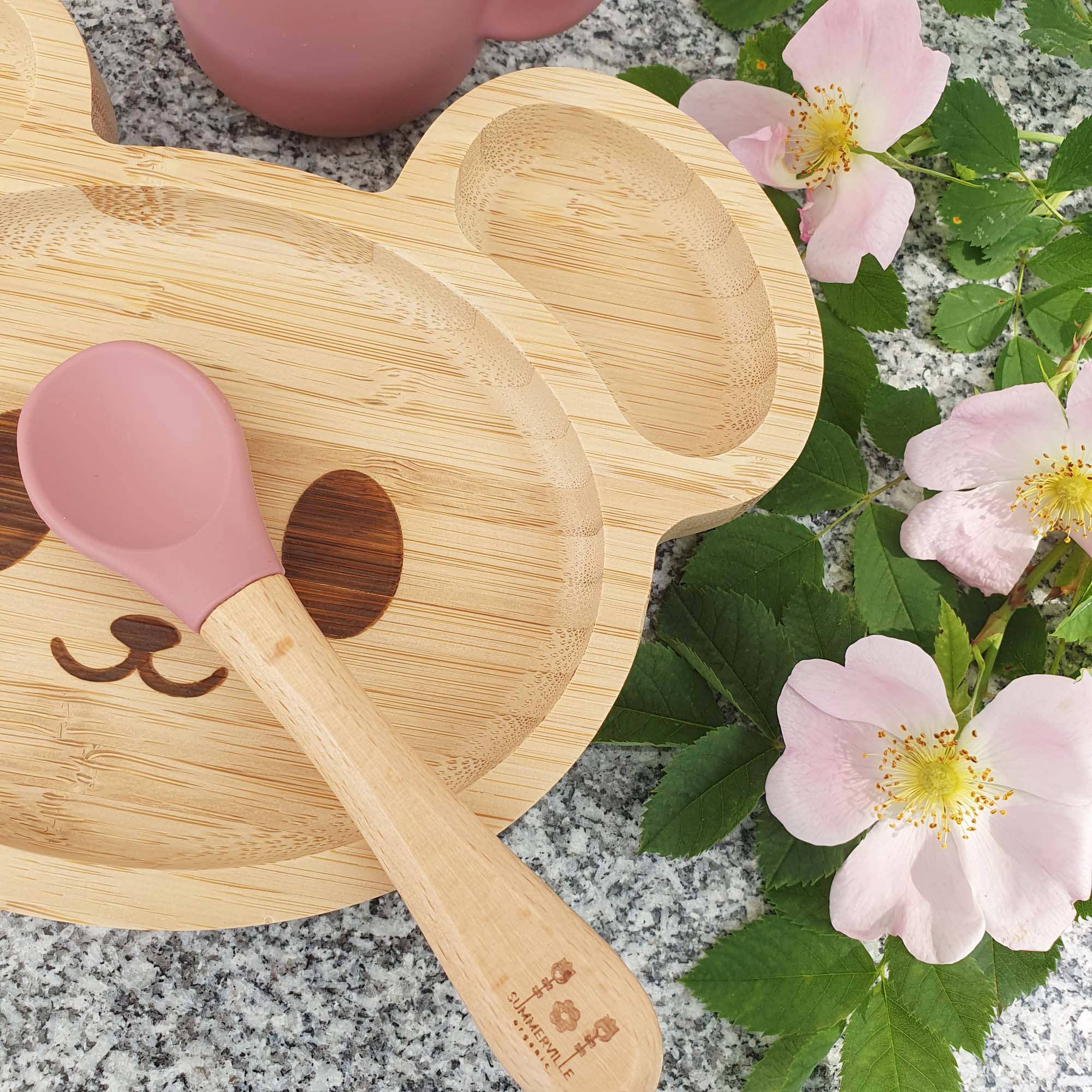 Summerville organic – wholesale Dinnerware set – Kids & Baby – Kids Bamboo Tableware Mouse Dusty Rose2