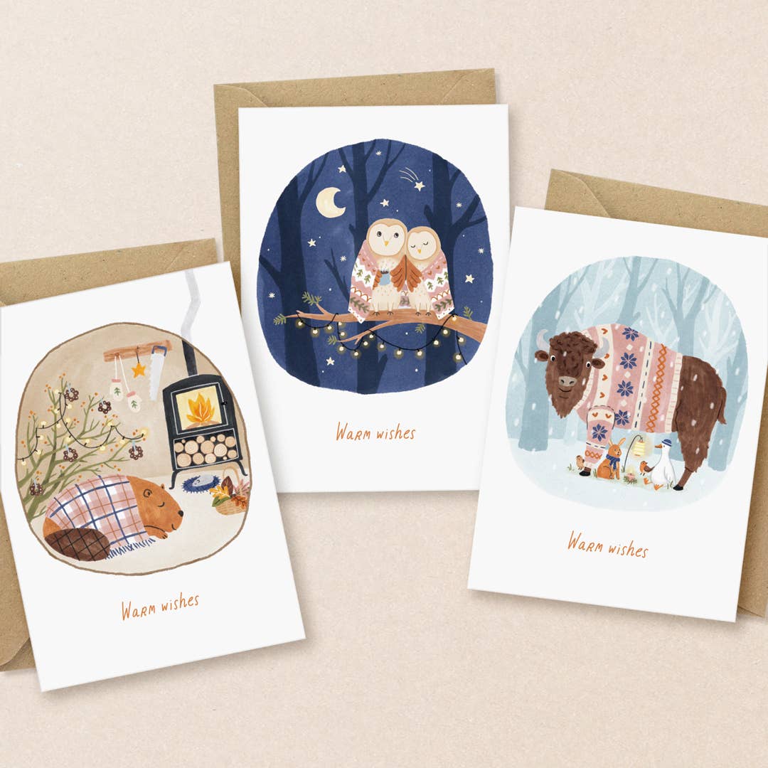 Studio Kuukeluus – postal de Natal por atacado – Cartão de Natal Bisão2