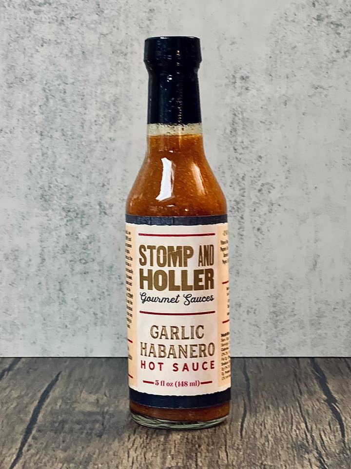 Sauce piquante à l'ail et au habanero - 5 fl oz pour la vente par Stomp and Holler Gourmet Sauces