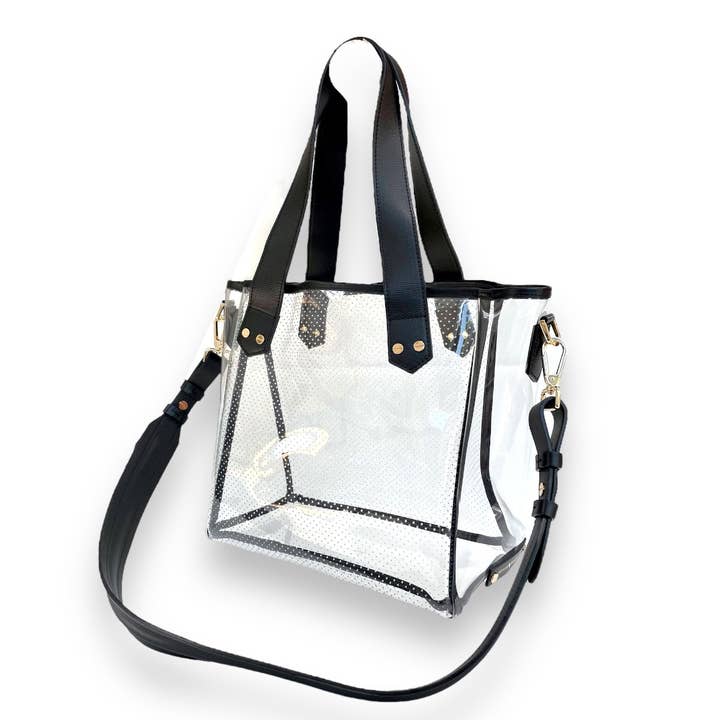 Sac de jour - Cuir noir / PVC transparent / Ferrures dorées pour la vente par FENIX SPORTIER
