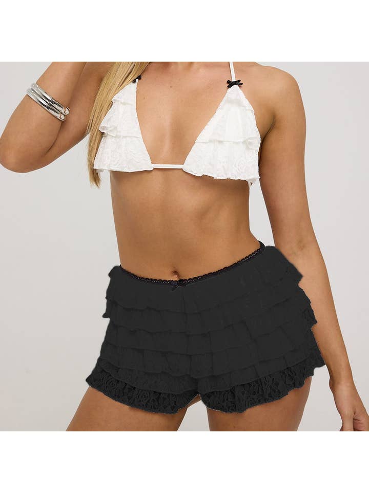 Sweetkama - Wholesale Shorts – Women’s - Ladies Floral Lace Elastic Waist Shorts SKS41308