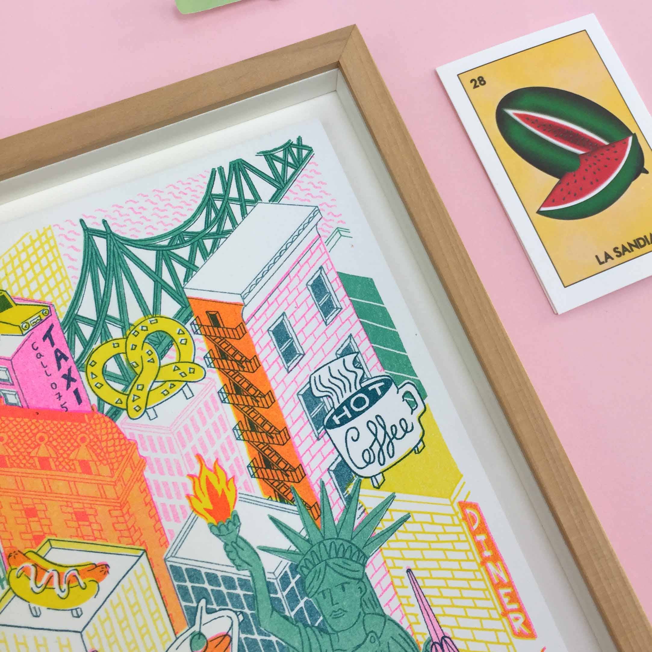 Jacqueline Colley - Wholesale Art Print - A4 New York City, Architectural Risograph Print3