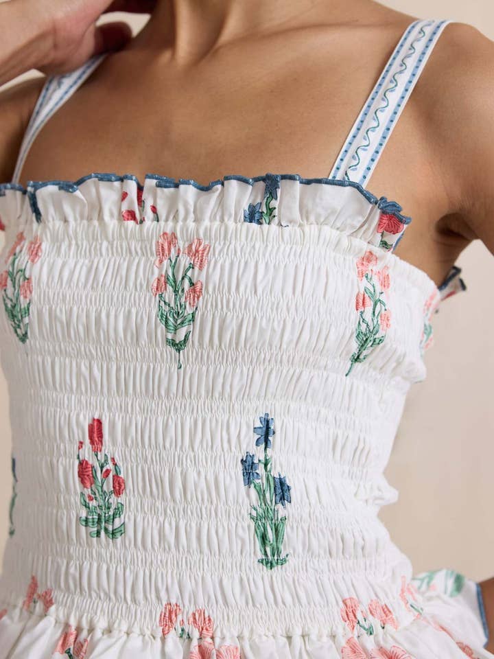 Rosa Clothing - Wholesale Dress - Women's - Wavy Floral Luscious Slip Puffy Dress3