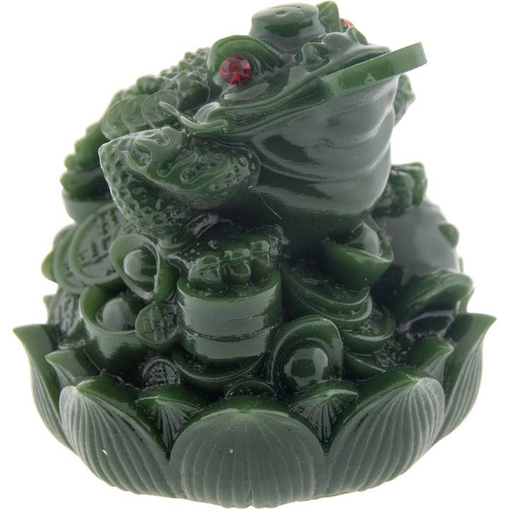 Kheops International - Wholesale Decorative Figurine - Polyresin Feng Shui Figurine Money Toad - Jade (Each)