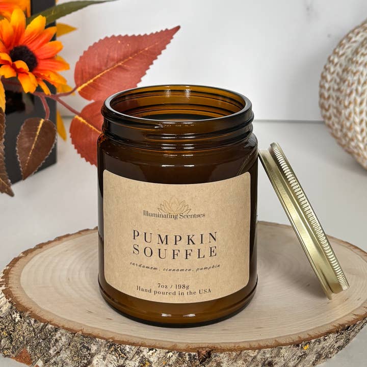 Pumpkin Souffle 7oz Amber Jar | Coconut Soy Scented Candle for wholesale by Illuminating Scentses