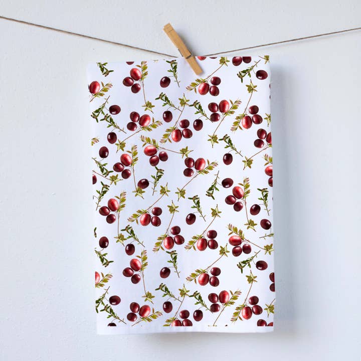 Cranberries Tea Towel for wholesale by Red Bird’s House