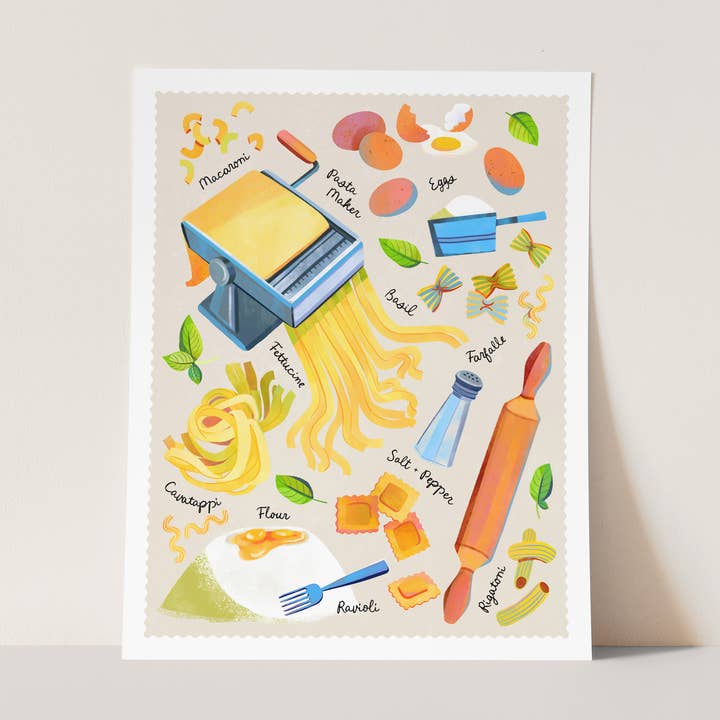 Pasta Party Art Print for wholesale by Katie Melrose Made