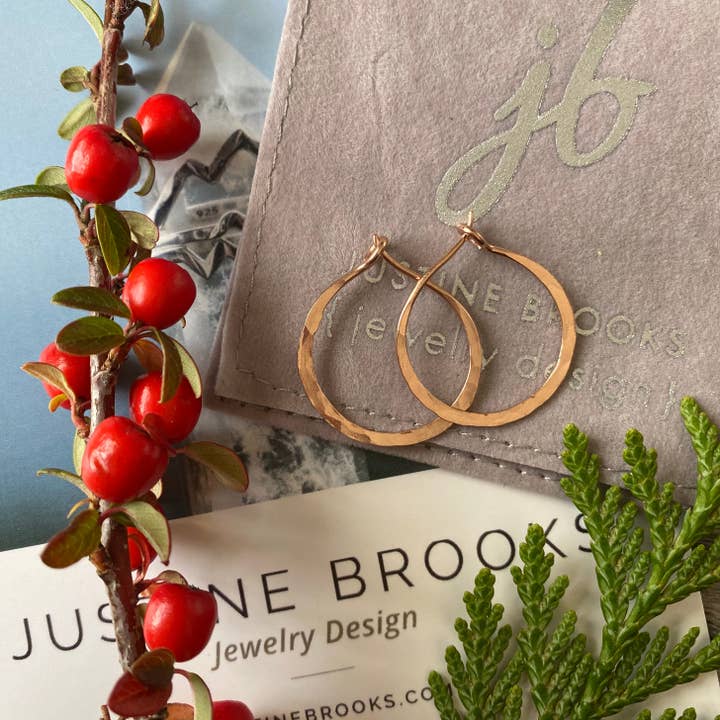 Small Hammered Hoop Earrings for wholesale by Justine Brooks Design
