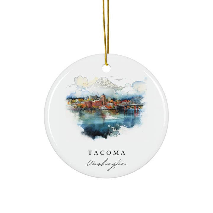 Premium Travel Art - Wholesale Ornament - Tacoma Souvenir Ornament | One-Sided Print | Matte