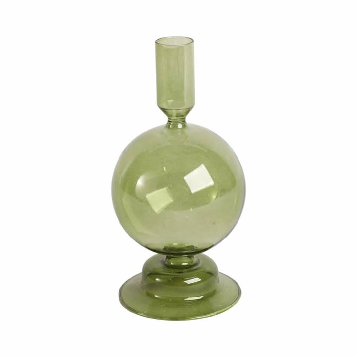 Sagebrook Home - Wholesale Candle Holder - Olive Green 7 in. Glass Bubble Taper Candle Holder