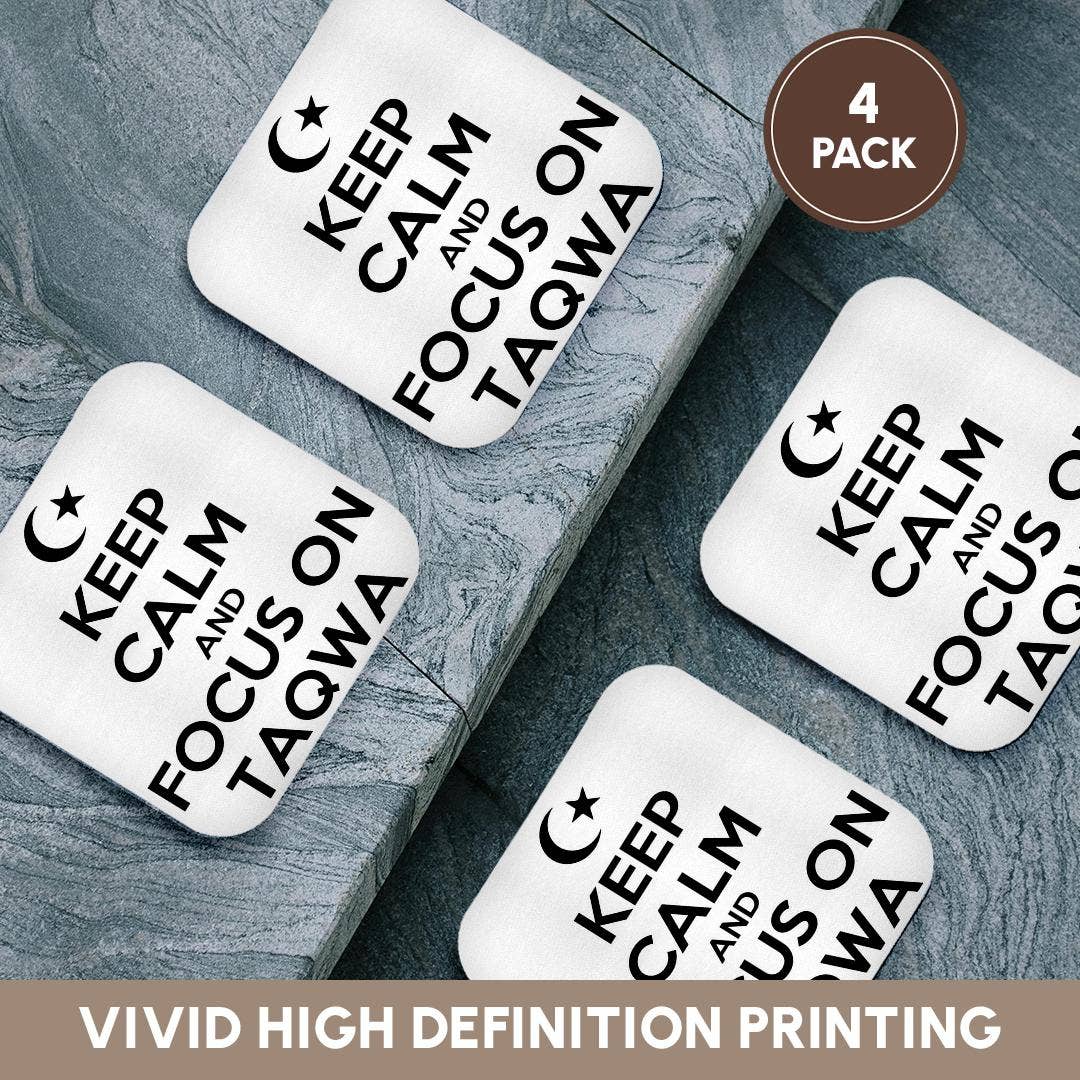 3dRose - Wholesale Coasters - 3dRose, Keep Calm And Focus on Taqwa is a parody with an Islamic theme, Coaster12
