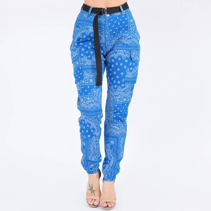 American Bazi - Wholesale Pants - Women's - BANDANA PATTERN JOGGER PANTS-RJJ20224