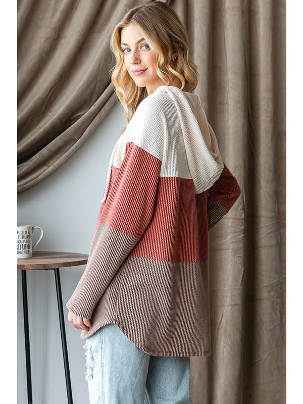 HEIMISH - Wholesale Hoodie - Women's - ET7476-12 SOLID URBAN RIBBED DRAWSTRING HOODIE TOP9