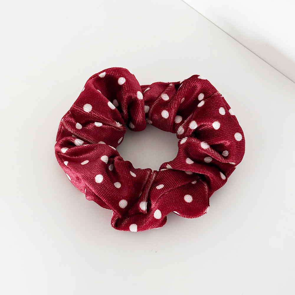 Coconut Lane – wholesale Scrunchie - Women’s – Burgundy Polka Dot Scrunchie0