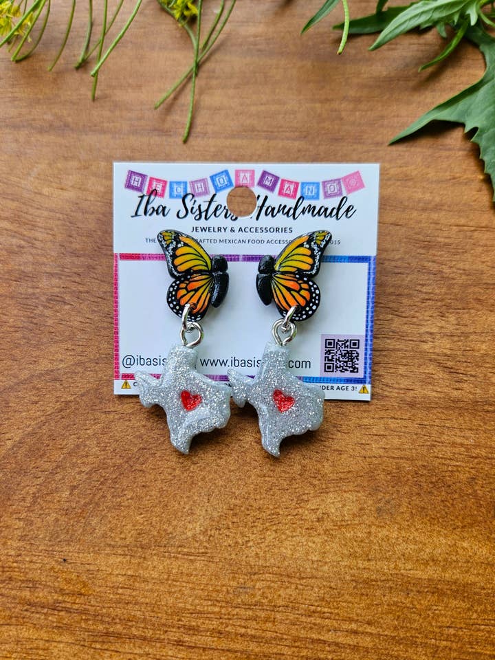 Monarch Butterfly with Texas Earrings for wholesale by Iba Sisters
