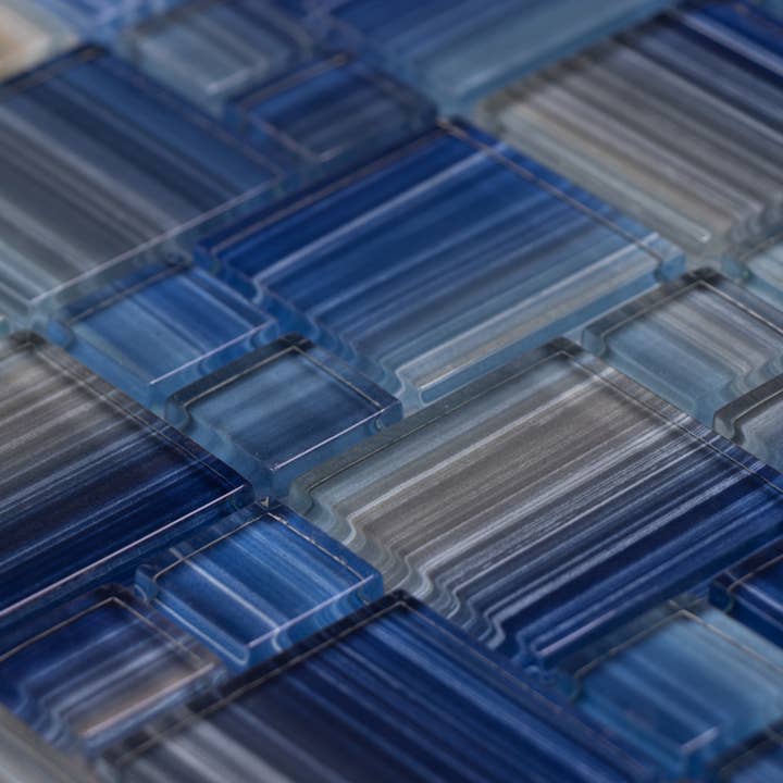 WS Tiles - Wholesale Wall Tile - Swimming Pool Series Random Size Glass Mosaic Tile - 5 Square Feet Per Carton - Coral Blue