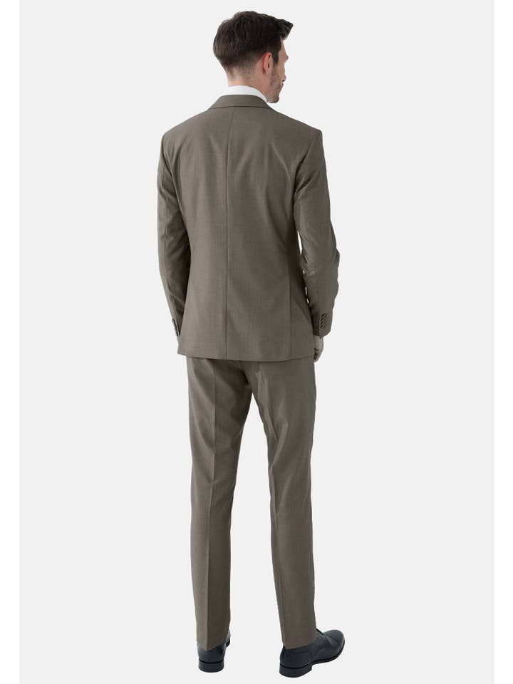 Taupe melange Steffen Klein Men's Designer Suit Slim Fit for wholesale on Faire1