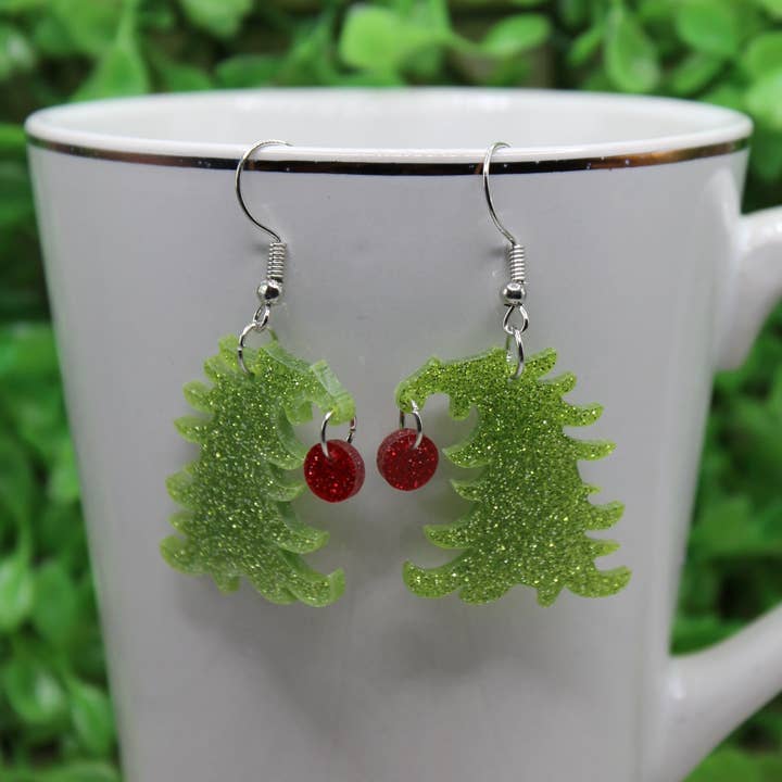 Christmas Tree Dangle Earrings for wholesale by Hylidae Boutique