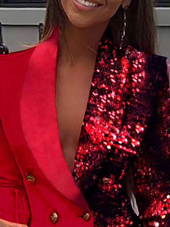 abito blazer a maniche lunghe con paillettes colorblock per la vendita all'ingrosso da parte di Fashion Combination