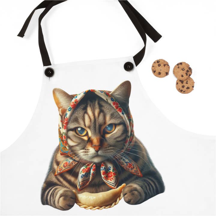 Babushka Cat Apron, Pierogi Cat for wholesale by Babushka Cat