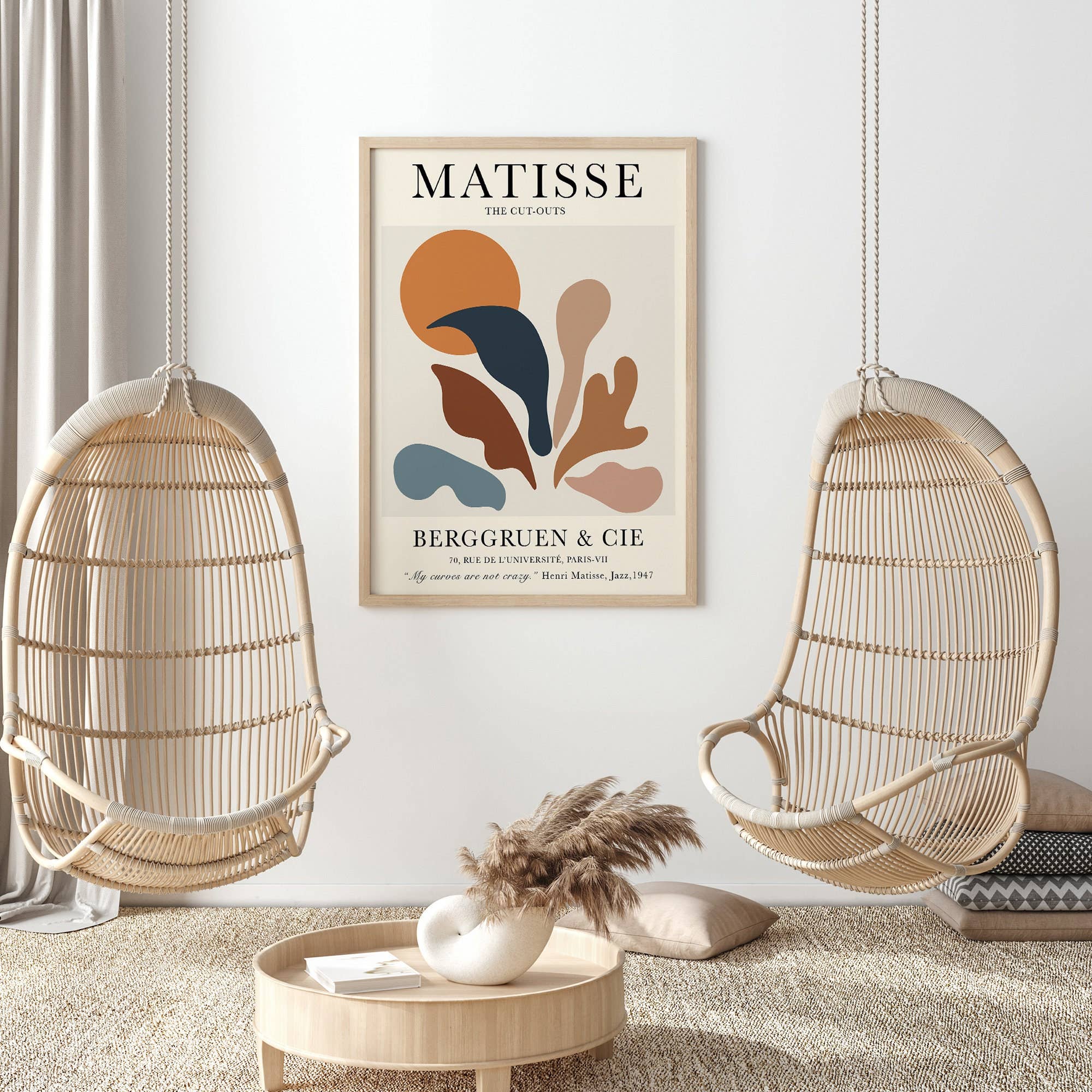 Sugar & Canvas - Venta al por mayor Ilustración - Póster de exposición vintage con recortes de Henri Matisse | Hojas de plantas botánicas, Berggruen Cie, decoración de pared Boho, Papiers Decoupes #M077