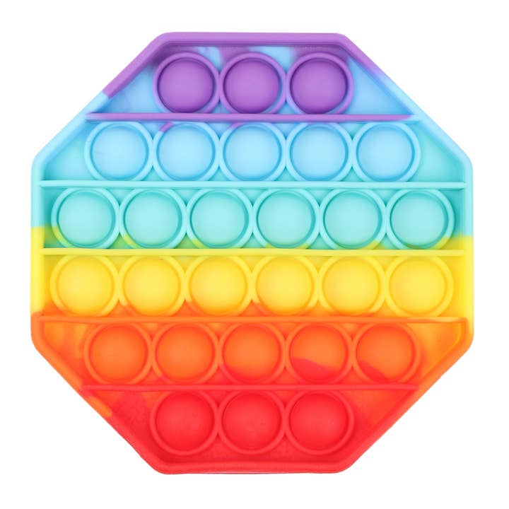 MIX COLOR Rainbow Octagon Push Pop Bubble Fidget Toy for wholesale on Faire