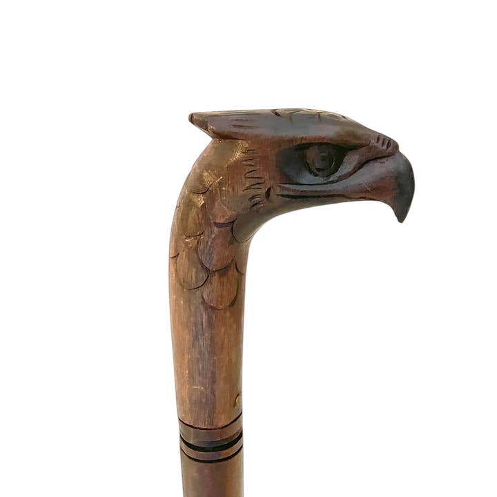 OMA - Eclectic Home - Wholesale Decorative Tabletop Object - Eagle Decorative Walking Stick Wood Carved Bald Eagle Cane