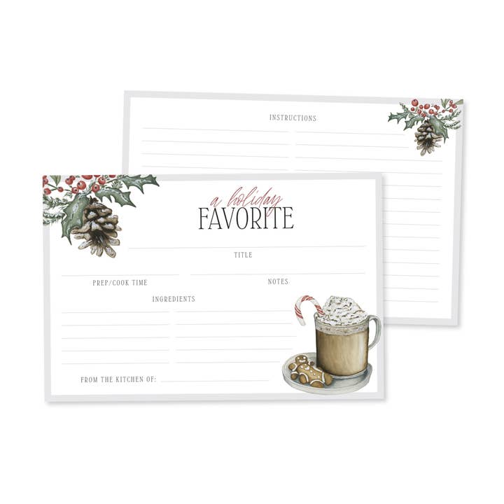 Holiday Favorite Watercolor Recipe Card for wholesale by Letter Lane Design Studio