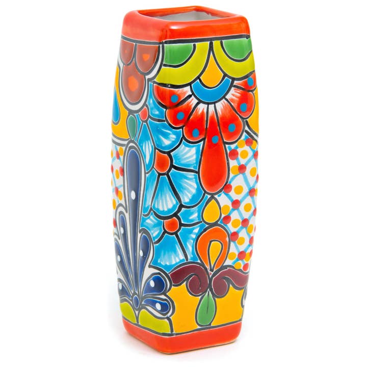 Enchanted Talavera - Wholesale Vase - Talavera Handmade Ceramic Small Flower Vase - Red