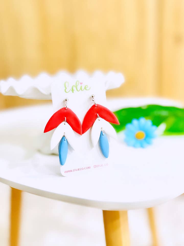 4 JULI Elegante Oorbellen | Memorial Day Hangers Blauw Wh voor wholesale door Eflie