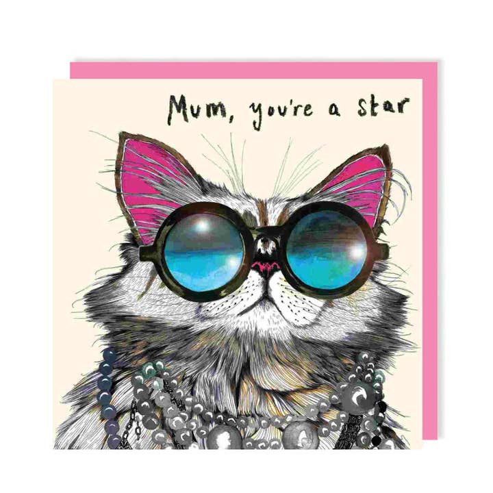 Tarjeta Estrella Mamá | Divertida Tarjeta de Felicitación para el Día de la Madre con Gato para venta al por mayor de Charley Rabbit Cards