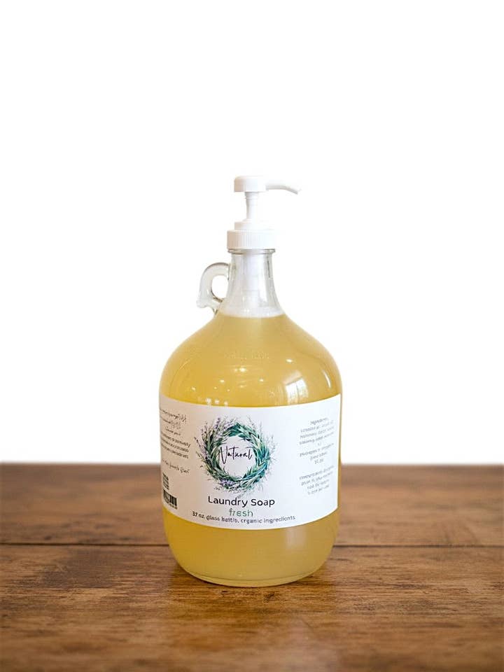 Savon de Castille rechargeable — bouteille en verre d'un gallon avec pompe pour la vente par Butterfly&Bee