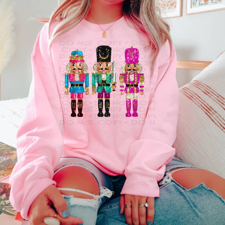 Sudadera Preppy Nutcracker, sudadera navideña, regalo rosa para venta al por mayor de Dm Crafting