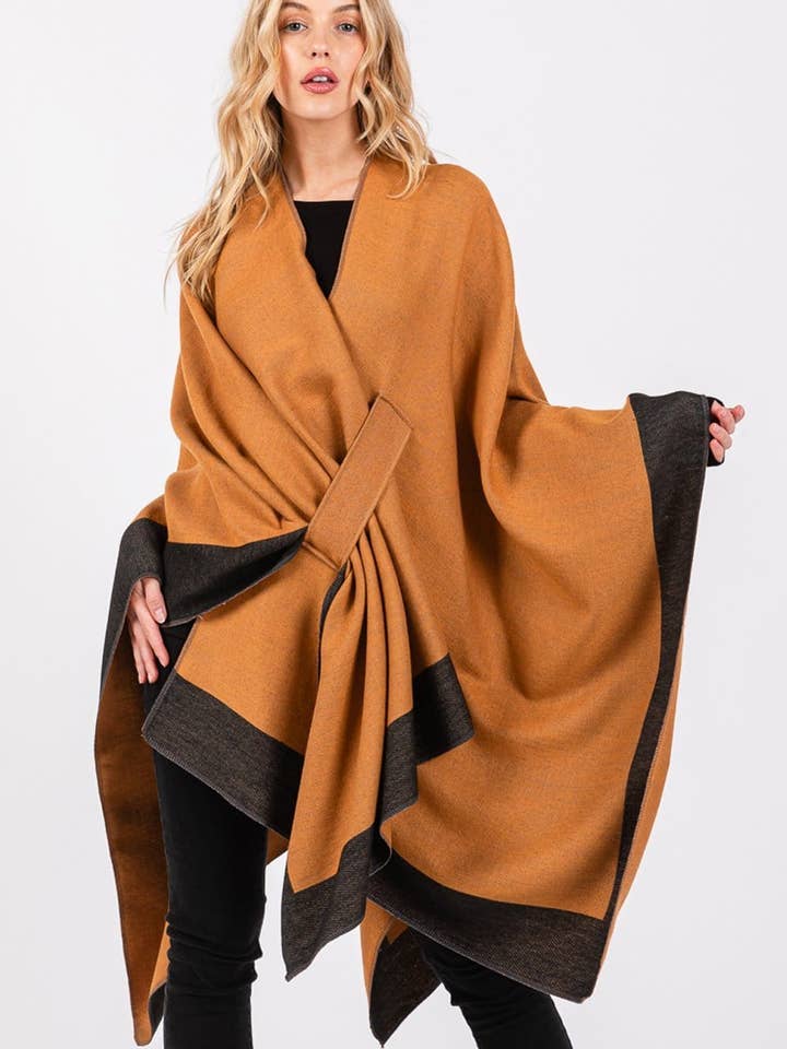 MS0393 Two Tone Pull Through Ruana and other Purchase Wholesale ruana wrap. Free Returns & Net 60 Terms on Faire trending on Faire.