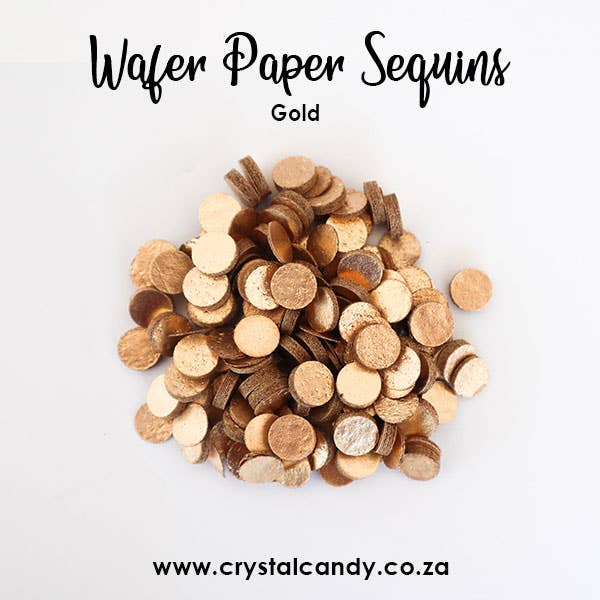 Crystal Candy Unique Cake Decorations - Vendita all'ingrosso Kit decorazione torte - Paillettes commestibili in carta ostia Crystal Candy, colore oro0