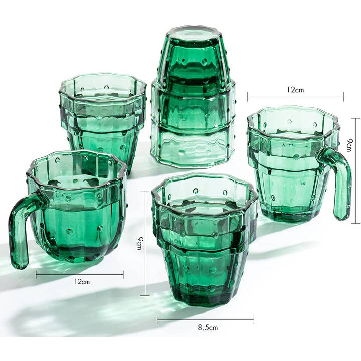 The Wine Savant / Khen Glassware – wholesale Dricksglas och koppar – Kaktus stapelbara glas, Glas gröna kaktuskoppar - 6 Set