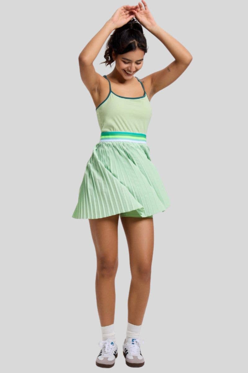 Light Green Tennis badminton quick-drying pleated dress with bra suspend for wholesale on Faire5