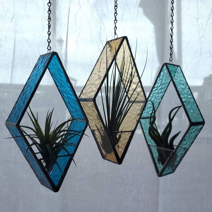 Nebukitty Stained Glass - Wholesale Hanging Planter - Stained Glass Air Plant Hanger Beach1