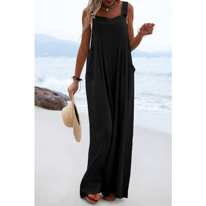 Paperdoll - Wholesale Jumpsuit - Women's - Ethnic Solid Color Wide Leg Jumpsuit