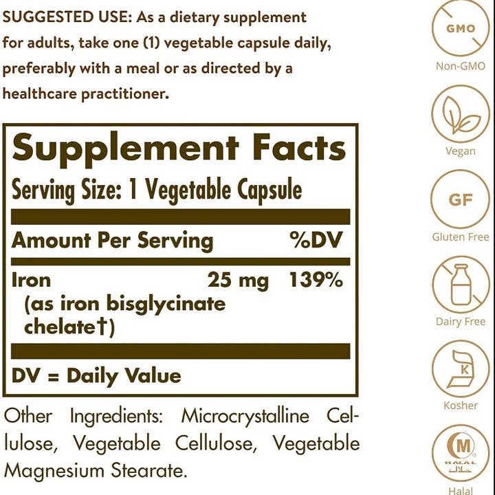 NutriCelebrity - Wholesale Oral Supplement/Vitamin - Solgar Gentle Iron (Iron Bisglycinate) 20mg Non-Constipating