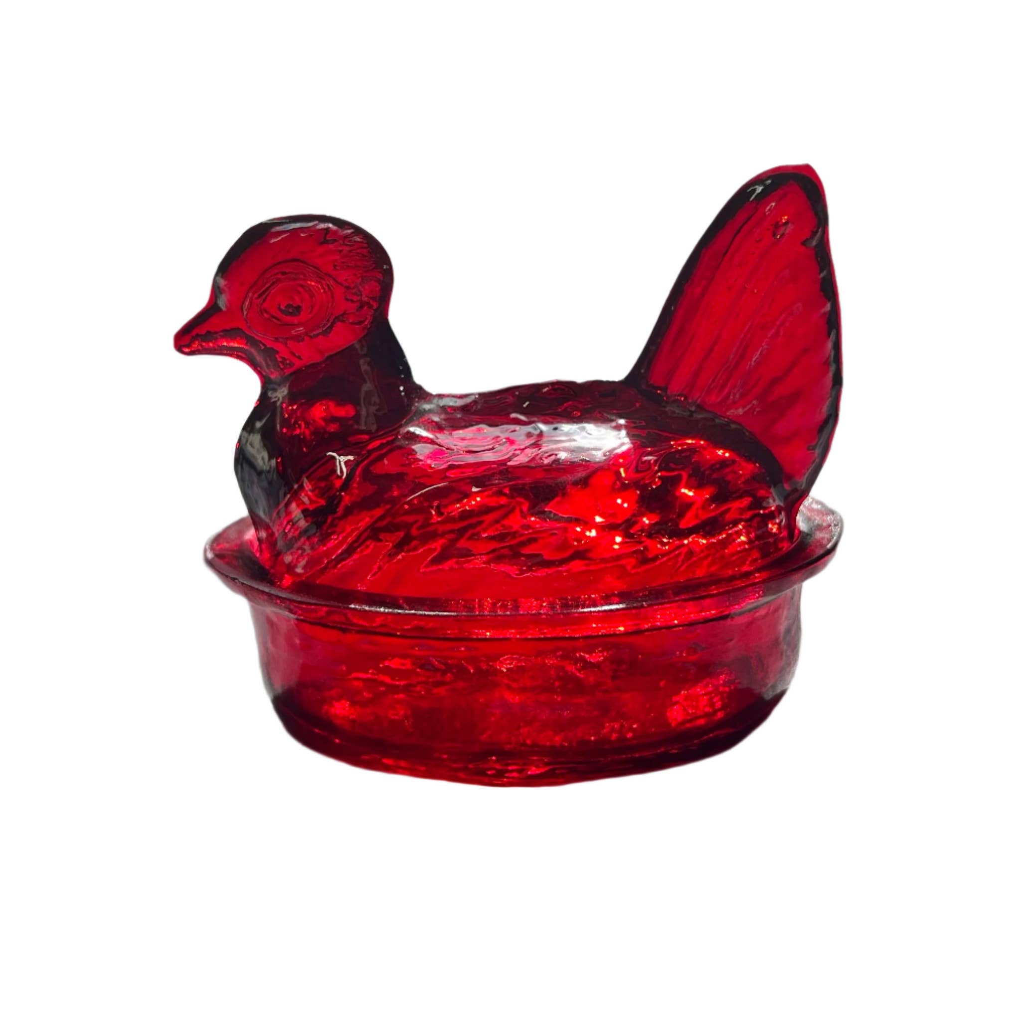 Kitchen One - Wholesale Decorative Plate/Dish/Bowl - Nesting Hen Bowl - RUBY RED | Hand Blown Glass