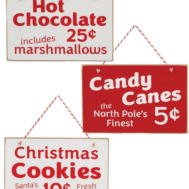 Col House Designs - Wholesale Ornament Set - Candy Canes, Hot Chocolate, Cookies Ornament, 3 Assorted