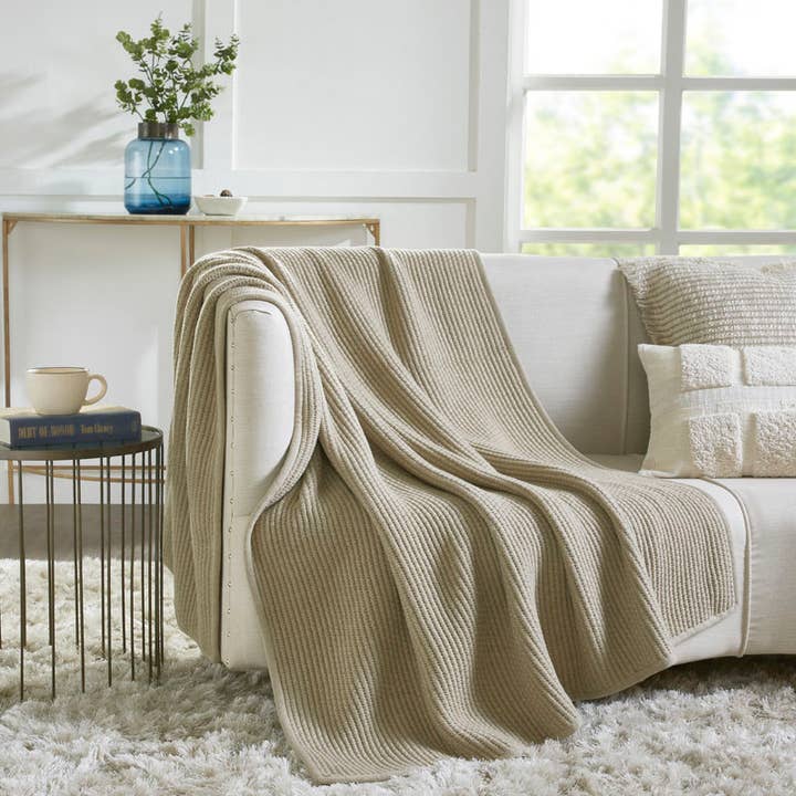 Dakota Popcorn Throw Blanket I 50"x 70" I Natural for wholesale on Faire