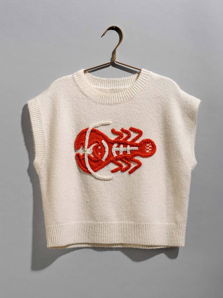 Coastal Lobster Intarsia Knit Top for wholesale by Urban Daizy