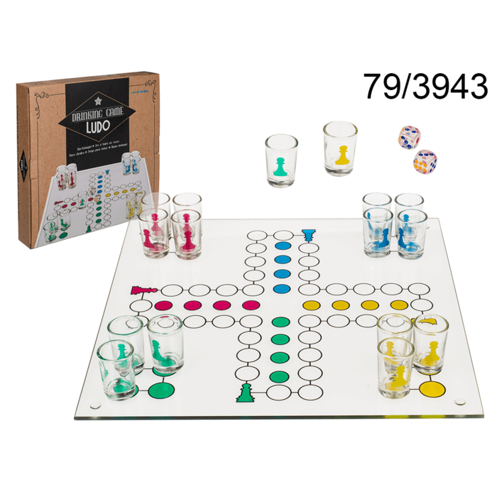 Out of the blue KG - Wholesale Bordspel - Ludo drinkspel met 16 glaasjes en 2 dobbelstenen0